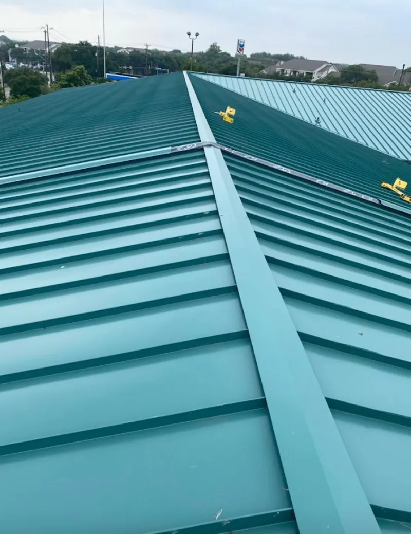 Green commercial metal roof ridge and valley for Metal Roof Repair in Boaz